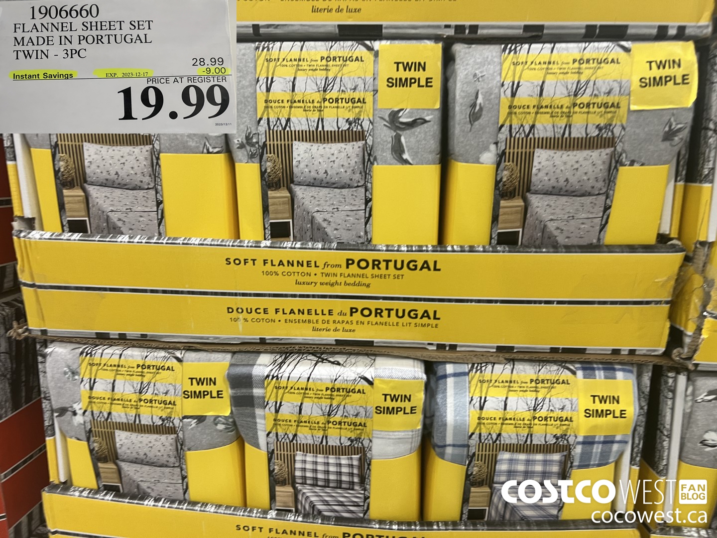 1906660 FLANNEL SHEET SET MADE IN PORTUGAL TWIN 3PC ($9.00 INSTANT SAVINGS EXPIRES ON 2023-12-17) $19.99
