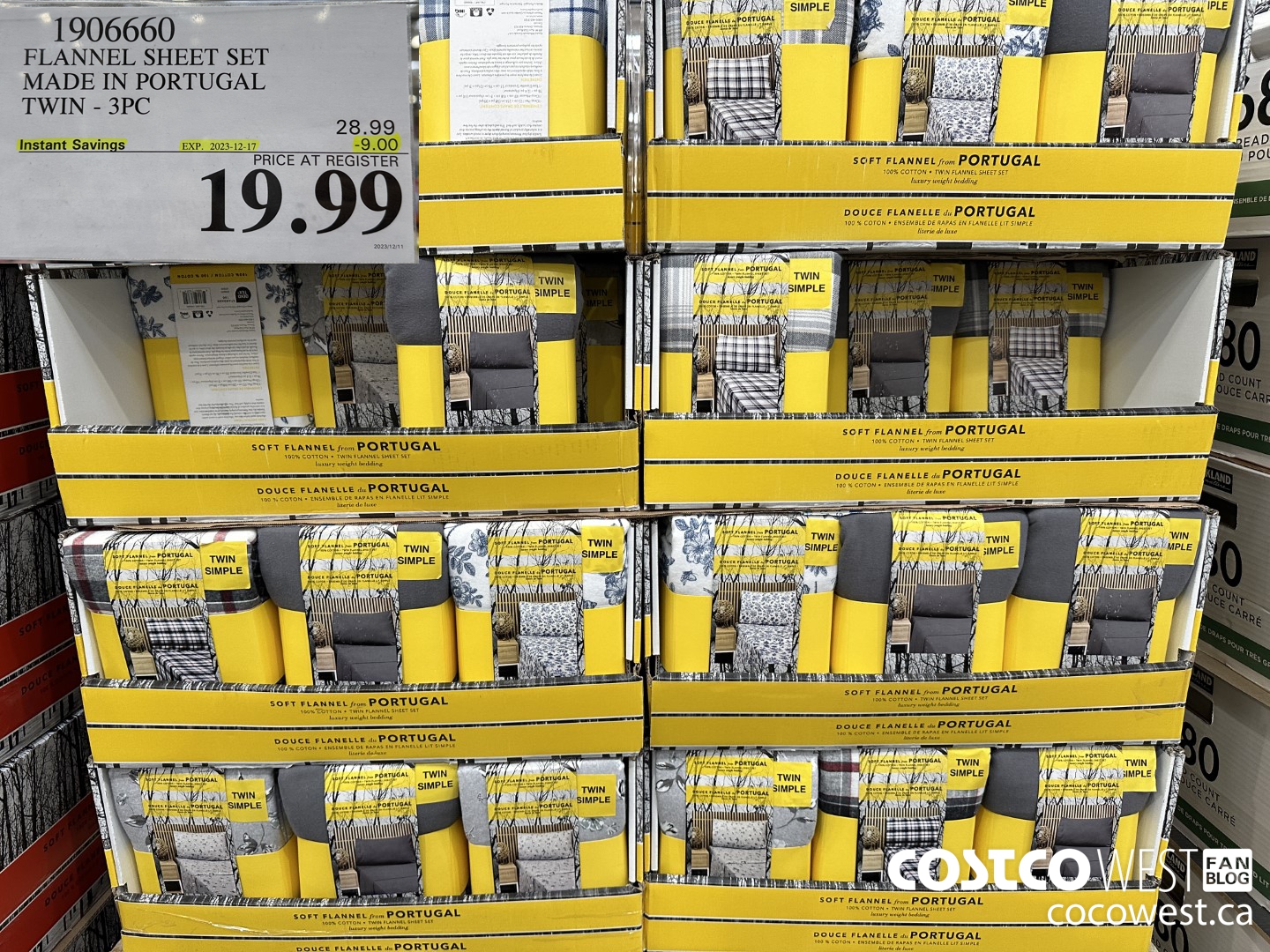 1906660 FLANNEL SHEET SET MADE IN PORTUGAL TWIN 3PC ($9.00 INSTANT SAVINGS EXPIRES ON 2023-12-17) $19.99