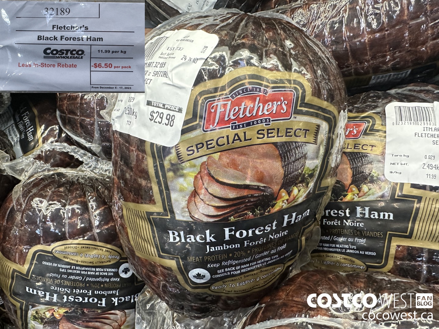 32189 FLETCHER'S BLACK FOREST HAM PRICE PER KG ($6.50 INSTANT SAVINGS EXPIRES ON 2023-12-17)