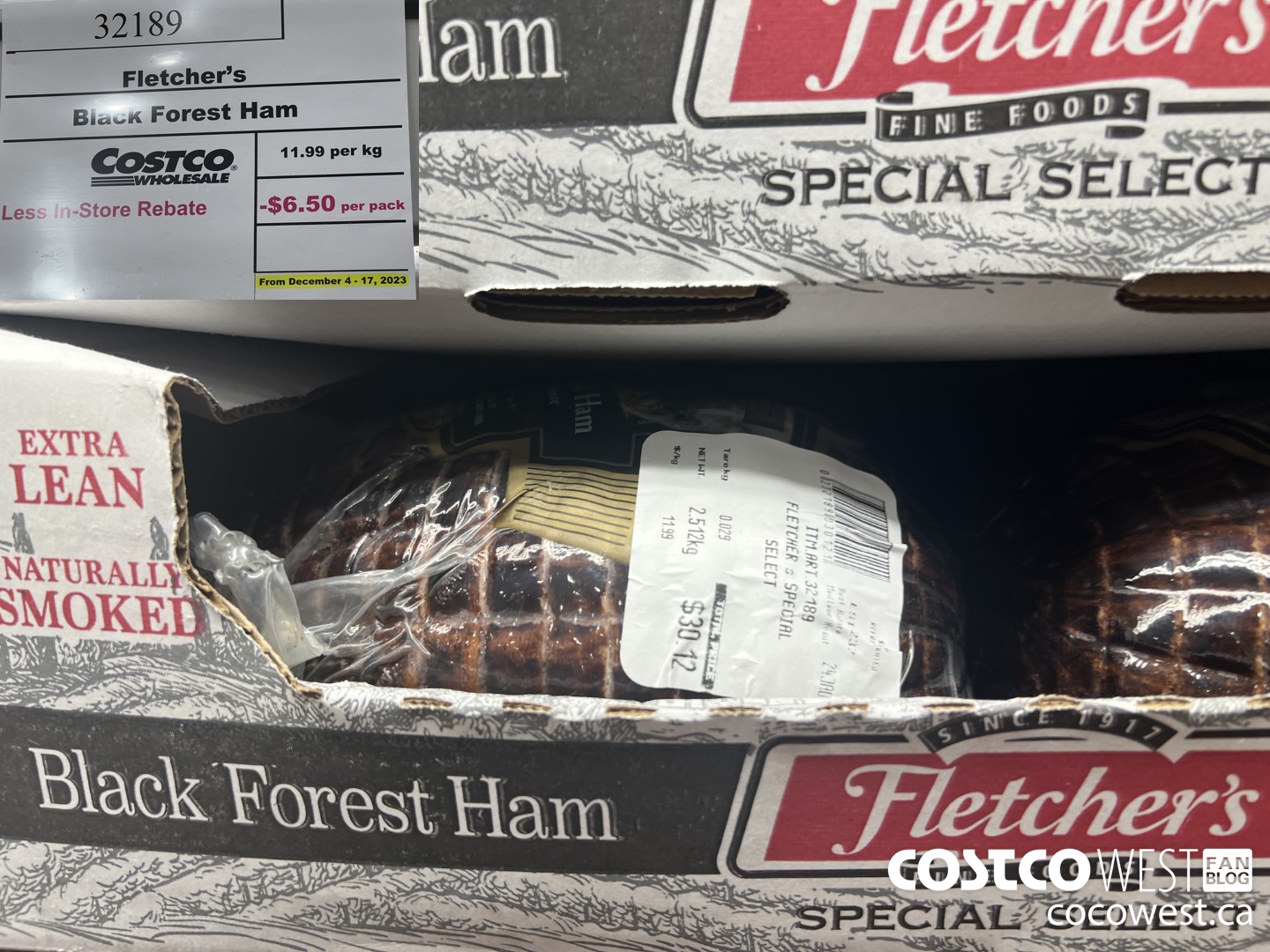 32189 FLETCHER'S BLACK FOREST HAM PRICE PER KG ($6.50 INSTANT SAVINGS EXPIRES ON 2023-12-17)