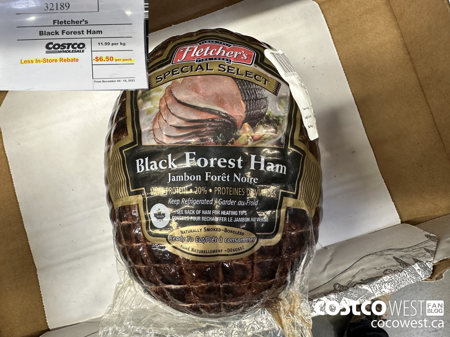 32189 FLETCHER'S BLACK FOREST HAM PRICE PER KG ($6.50 INSTANT SAVINGS EXPIRES ON 2023-12-18)