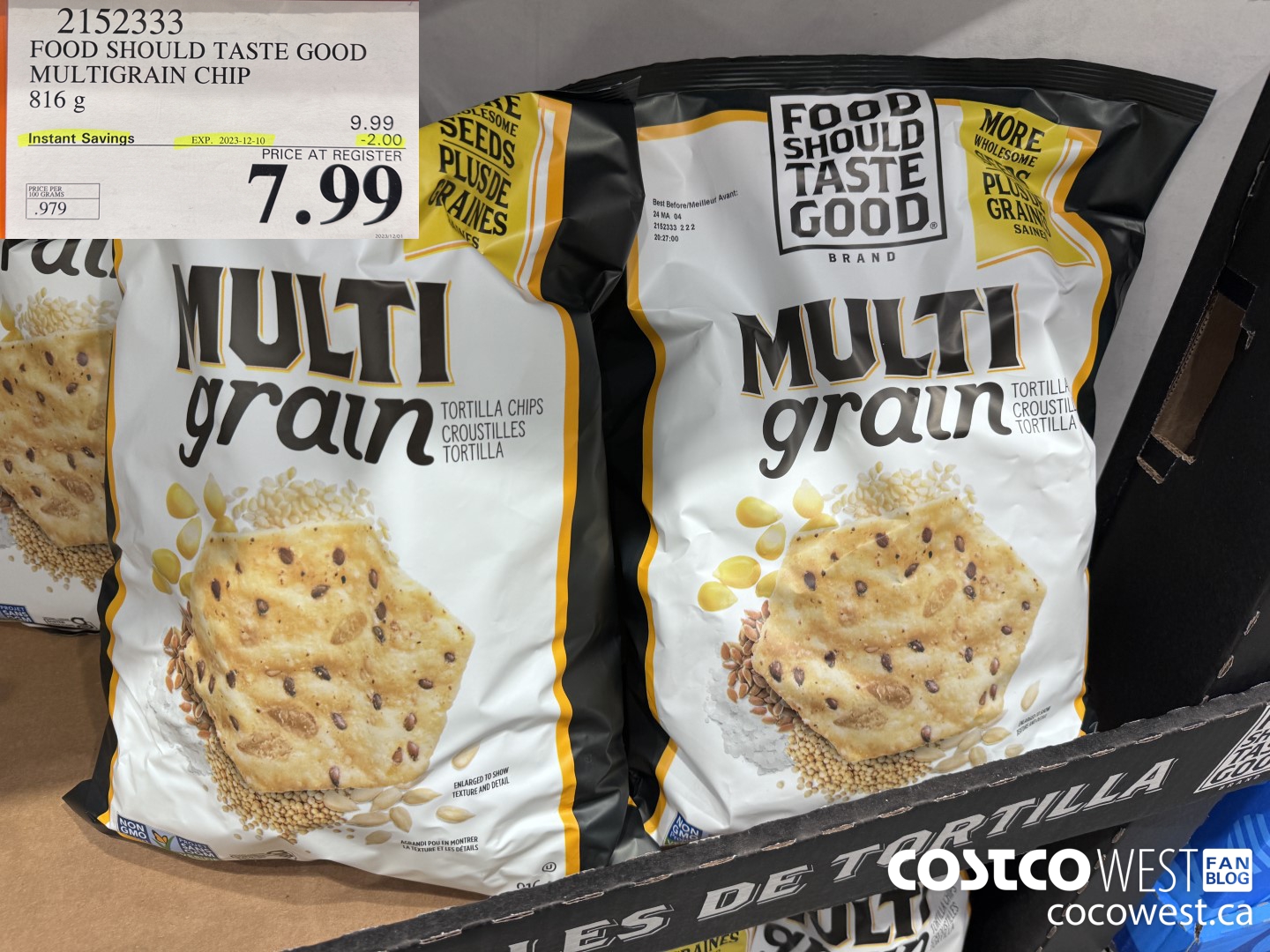 2152333 FOOD SHOULD TASTE GOOD MULTIGRAIN CHIP 816 G ($2.00 INSTANT SAVINGS EXPIRES ON 2023-12-10) $7.99