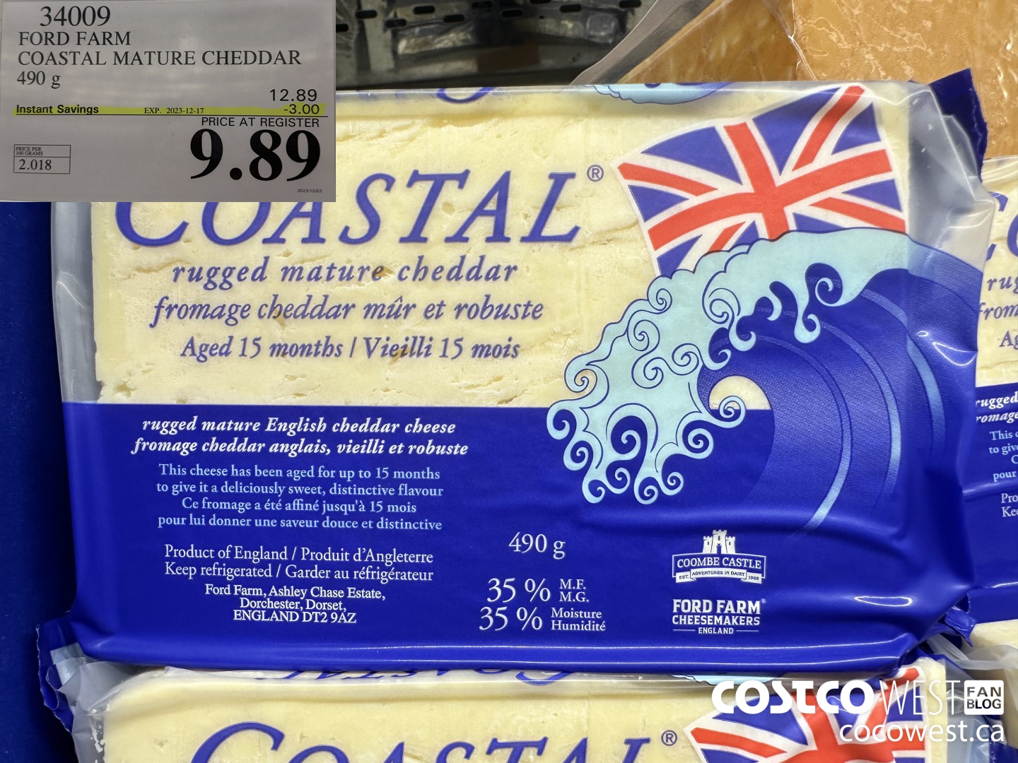 34009 FORD FARM COASTAL MATURE CHEDDAR 490G ($3.00 INSTANT SAVINGS EXPIRES ON 2023-12-17) $9.89