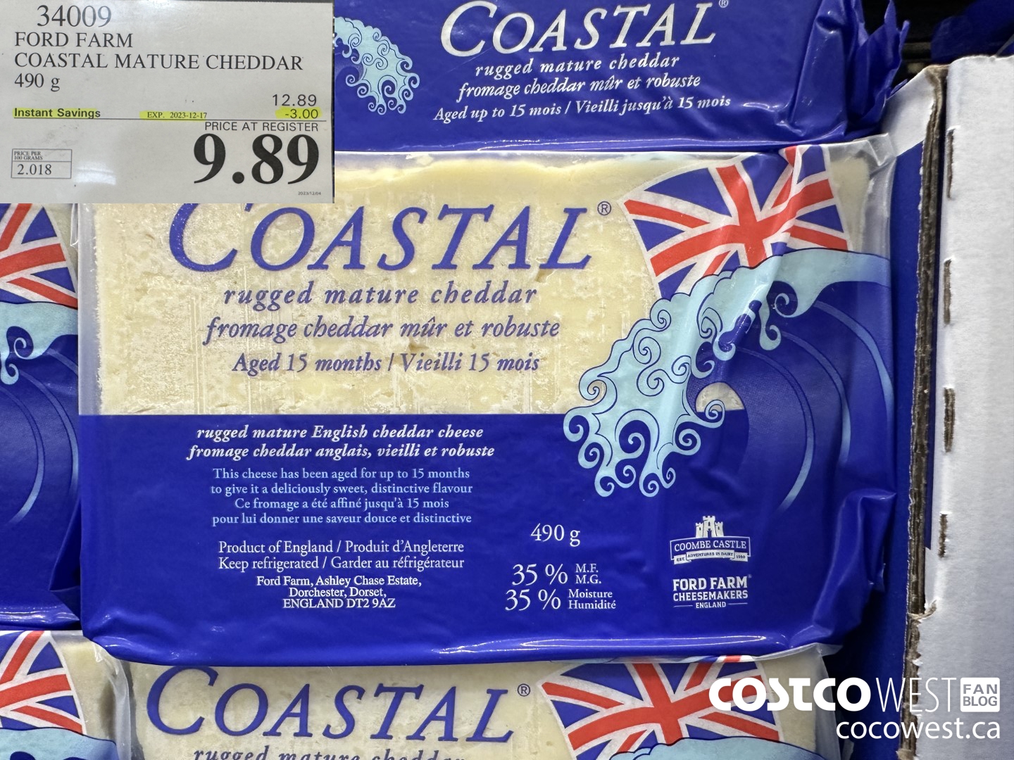 34009 FORD FARM COASTAL MATURE CHEDDAR 490G ($3.00 INSTANT SAVINGS EXPIRES ON 2023-12-17) $9.89