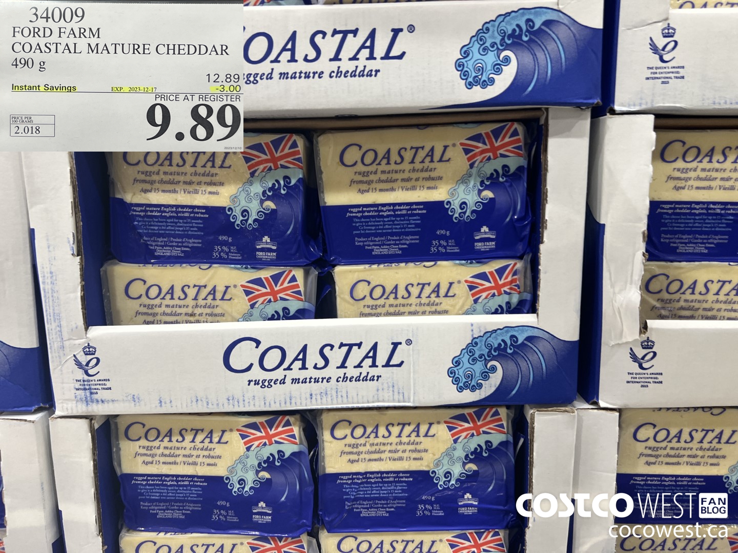 34009 FORD FARM COASTAL MATURE CHEDDAR 490G ($3.00 INSTANT SAVINGS EXPIRES ON 2023-12-17) $9.89