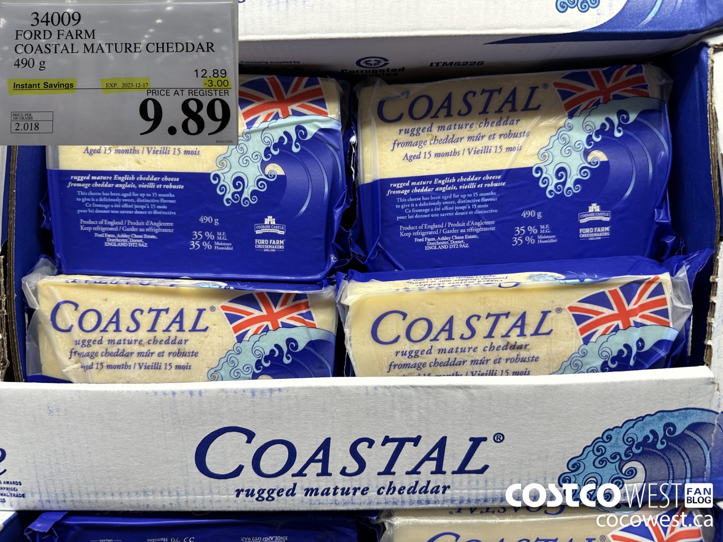34009 FORD FARM COASTAL MATURE CHEDDAR 490G ($3.00 INSTANT SAVINGS EXPIRES ON 2023-12-17) $9.89