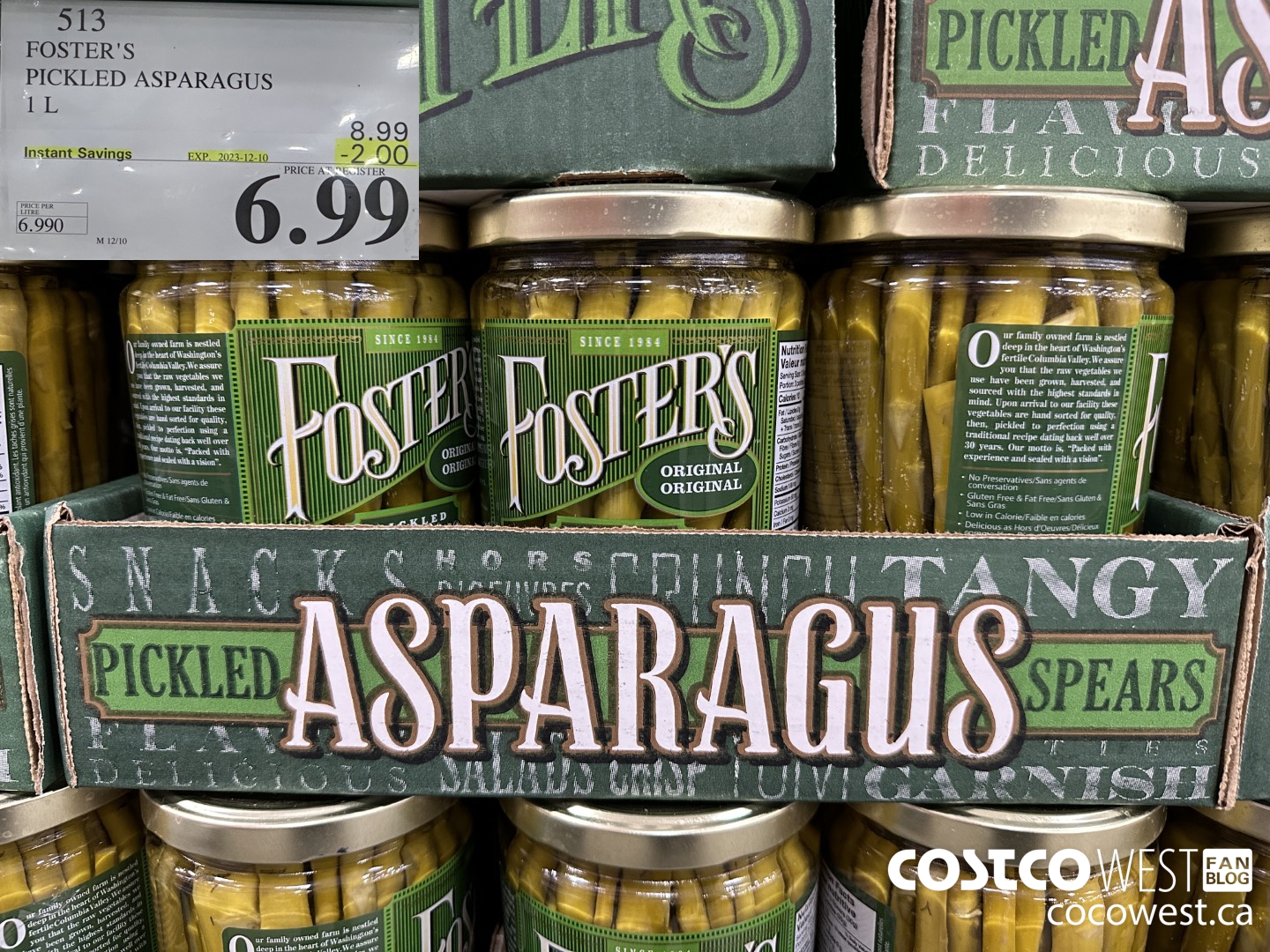 513 FOSTER'S PICKLED ASPARAGUS 1 L ($2.00 INSTANT SAVINGS EXPIRES ON 2023-12-10) $6.99