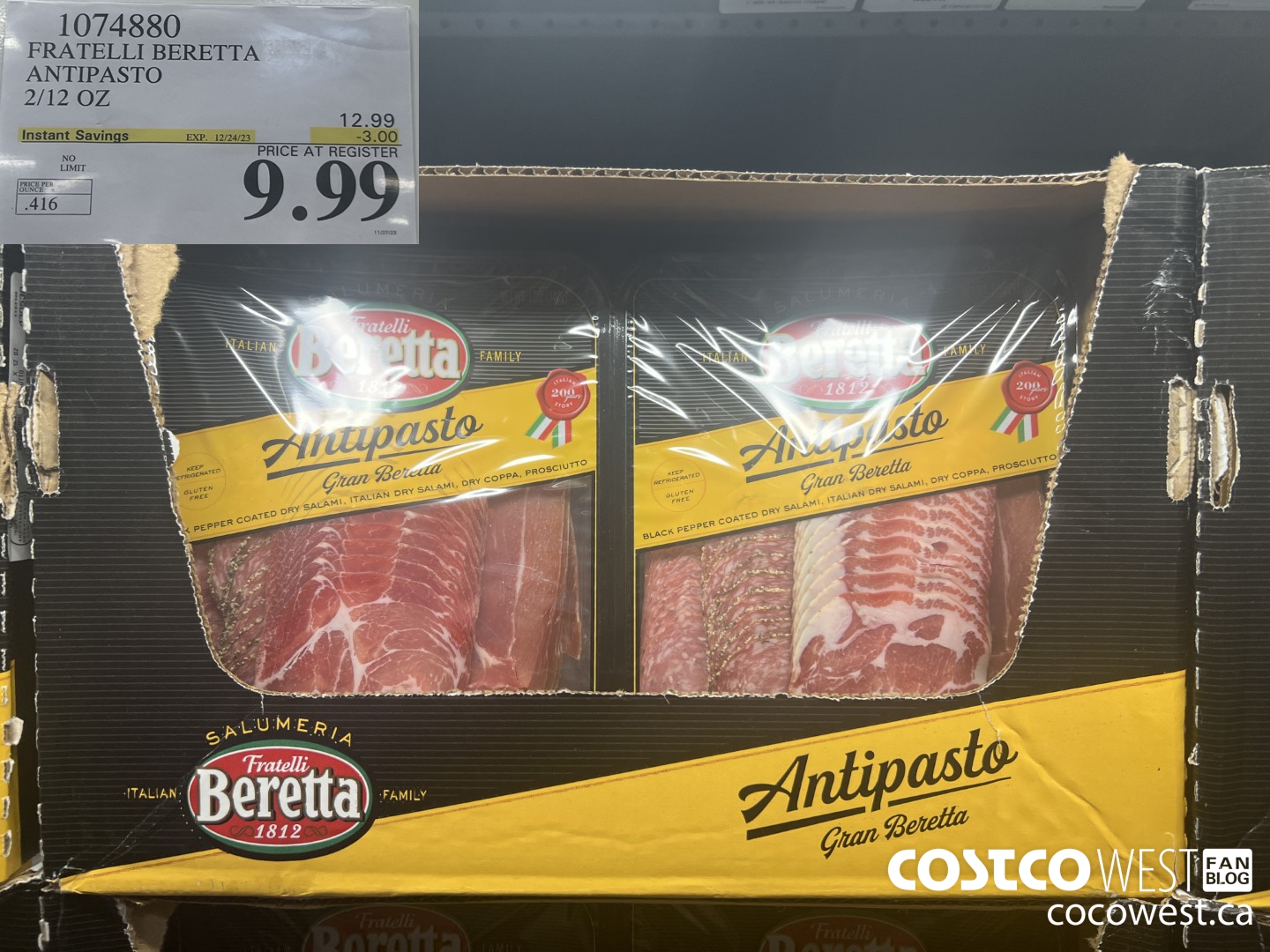 1074880 FRATELLI BERETTA ANTIPASTO 2/12 OZ ($3.00 INSTANT SAVINGS EXPIRES ON 2023-12-24) $9.99
