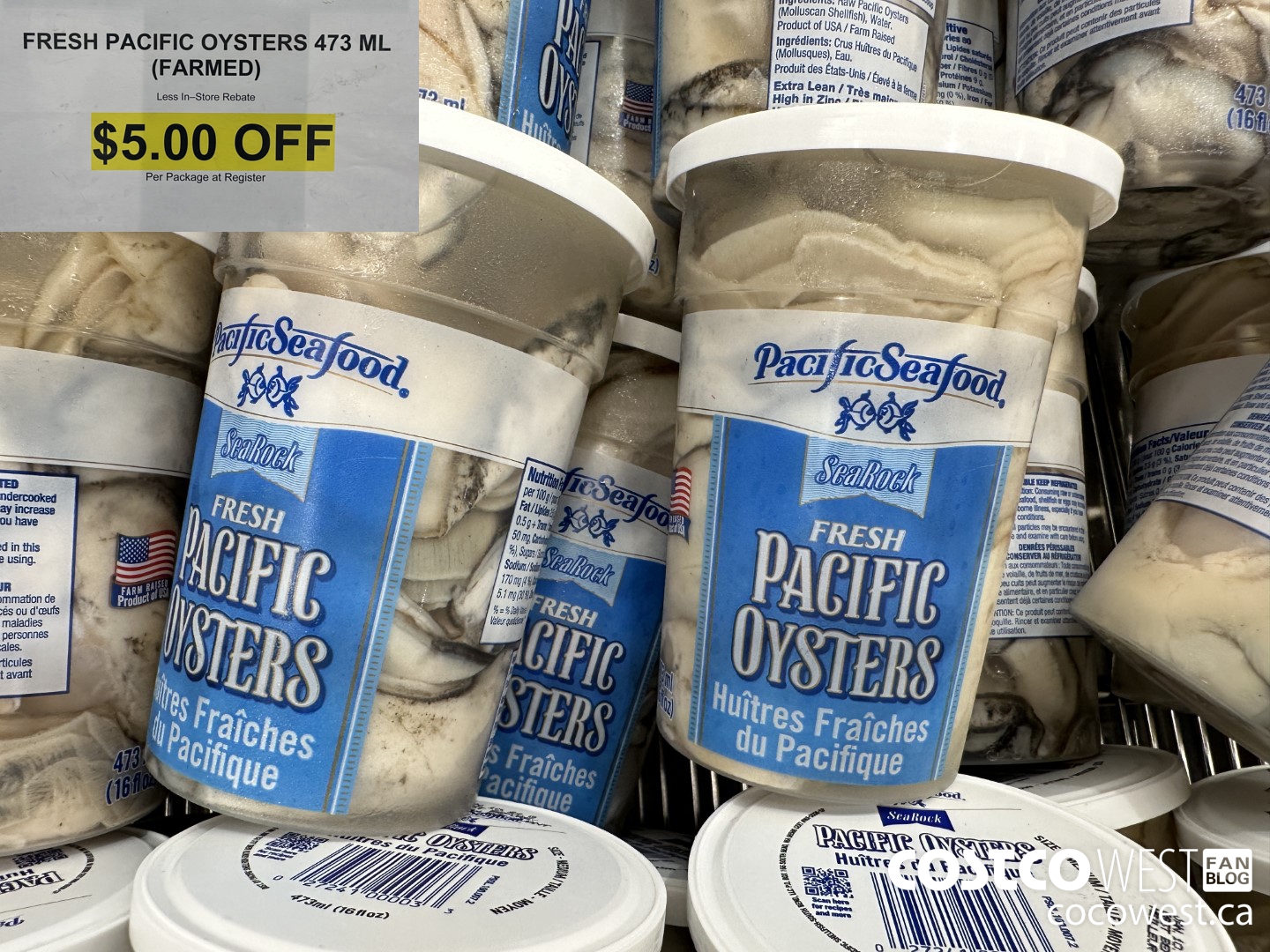215511 FRESH PACIFIC OYSTERS 473 ML (FARMED) ($5.00 INSTANT SAVINGS)