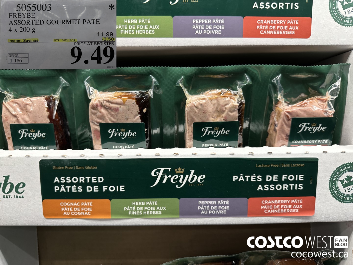 5055003 FREYBE ASSORTED GOURMET PATE 4 x 200 g ($2.50 INSTANT SAVINGS EXPIRES ON 2023-12-24) $9.49