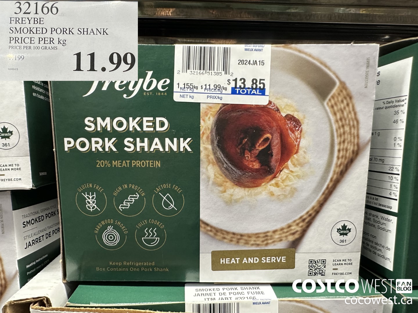 32166 FREYBE SMOKED PORK SHANK PRICE PER KG $11.99