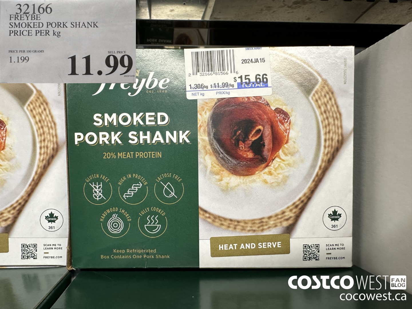 32166 FREYBE SMOKED PORK SHANK PRICE PER KG $11.99