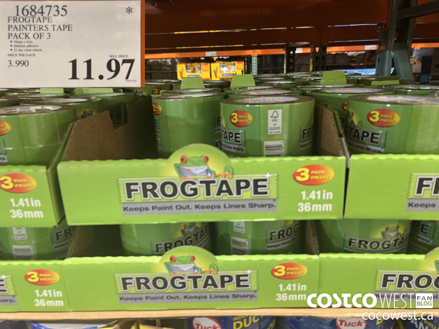 1684735 FROGTAPE PAINTERS TAPE PACK OF 3 $11.97