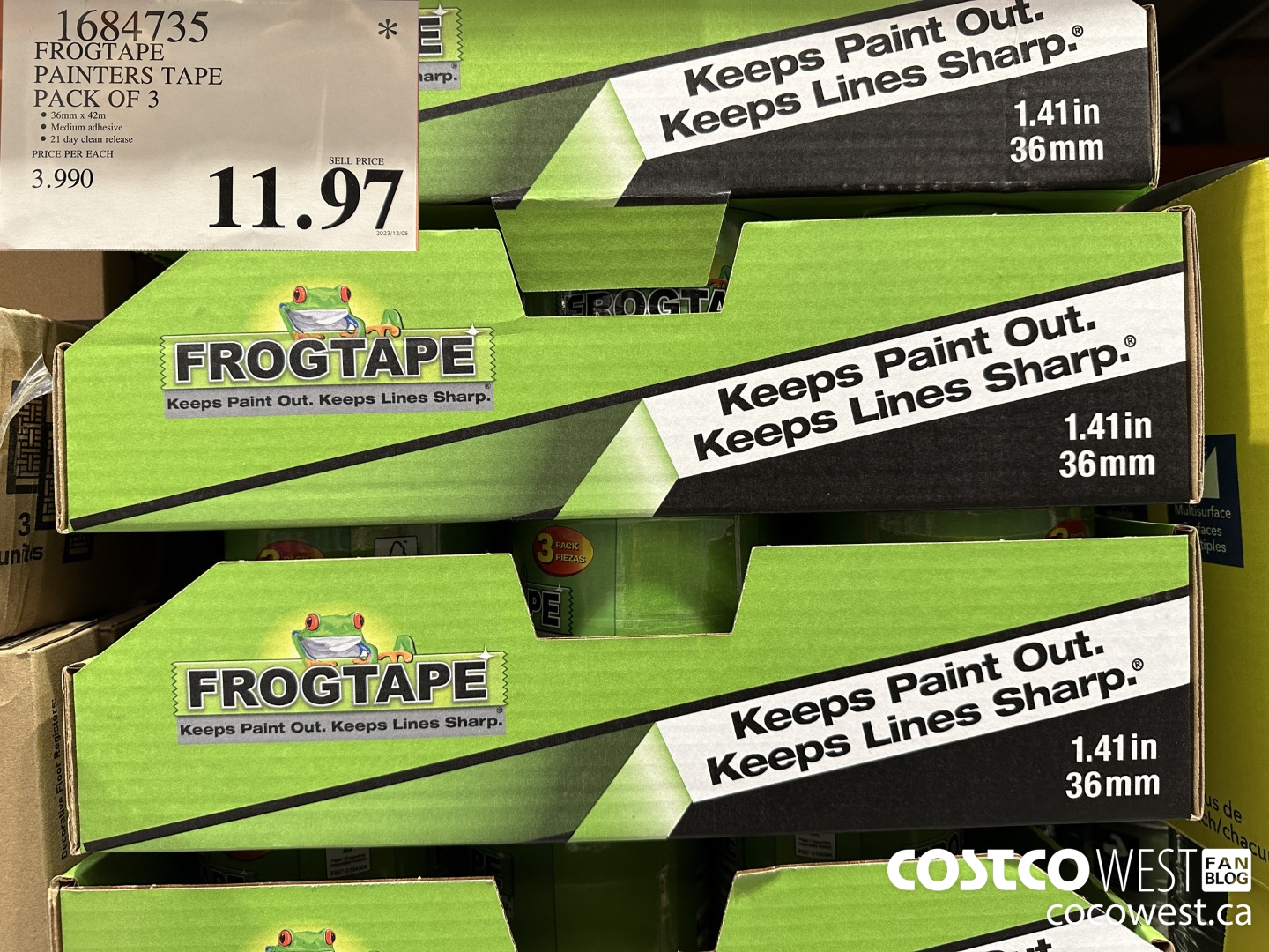1684735 FROGTAPE PAINTERS TAPE PACK OF 3 $11.97