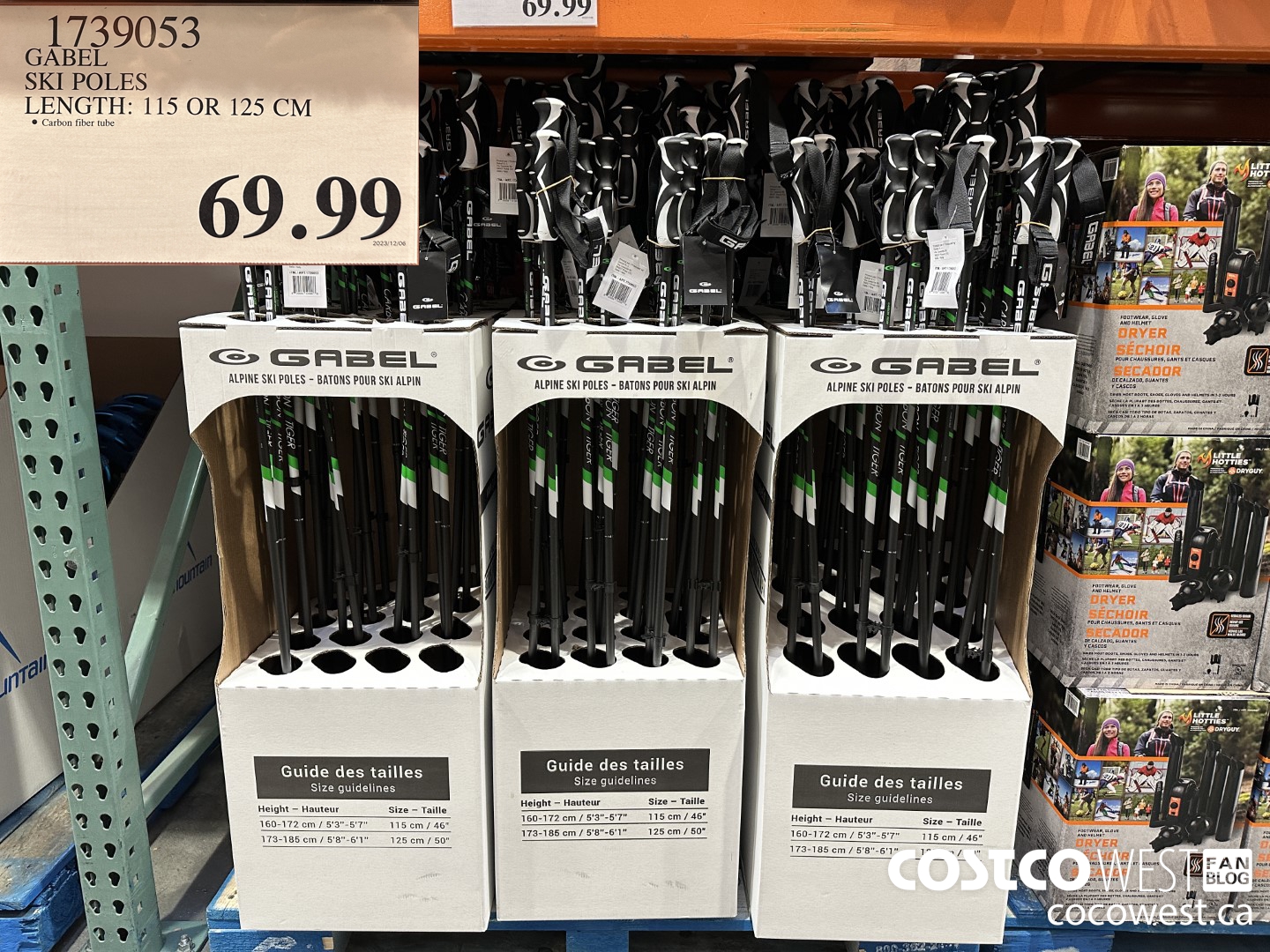 1739053 GABEL SKI POLES LENGTH: 115 OR 125 CM $69.99