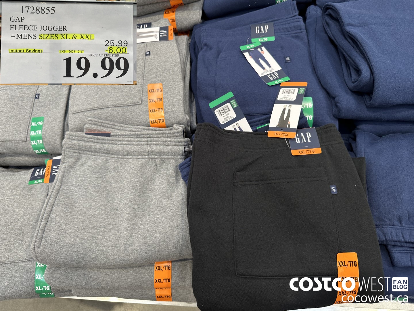 1728855 GAP FLEECE JOGGER MENS SIZES XL & XXL ($6.00 INSTANT SAVINGS EXPIRES ON 2023-12-17) $19.99