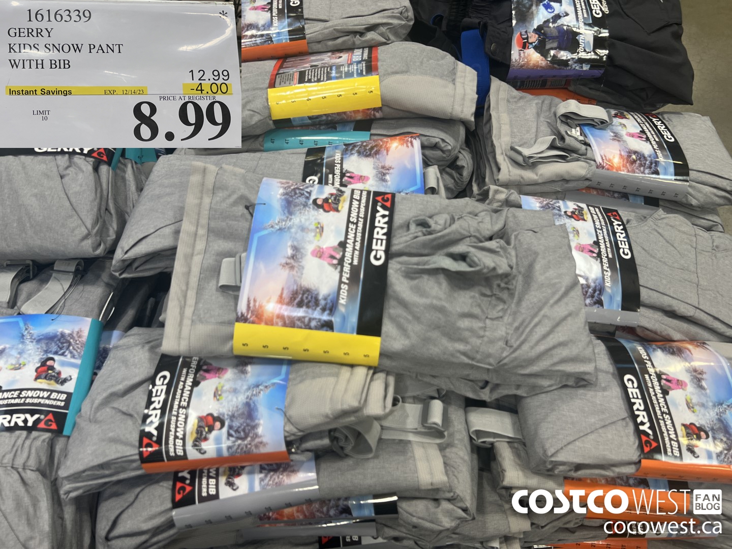 1616339 GERRY KIDS SNOW PANT WITH BIB ($4.00 INSTANT SAVINGS EXPIRES ON 2023-12-14) $8.99