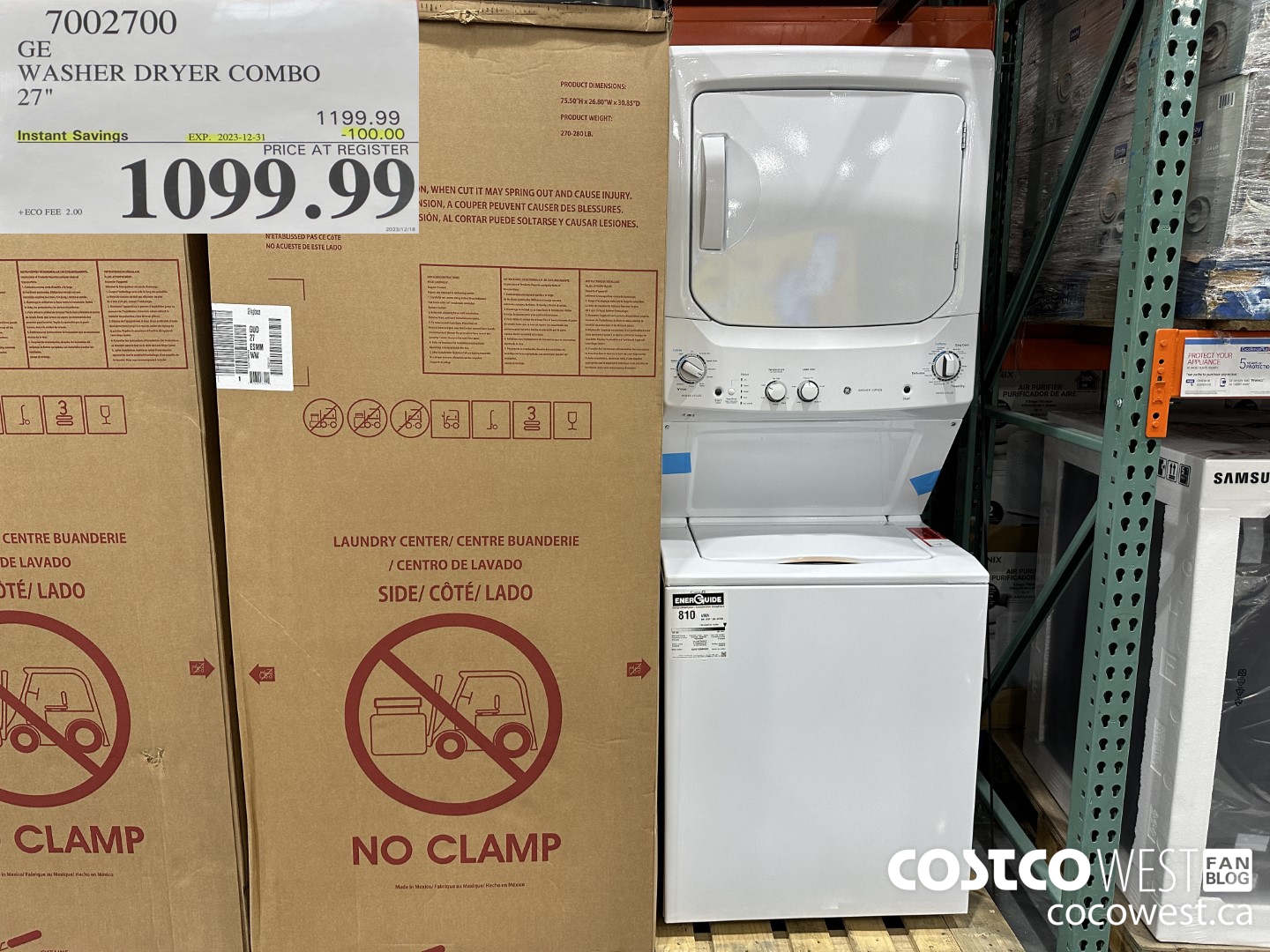 7002700 GE WASHER DRYER COMBO 27