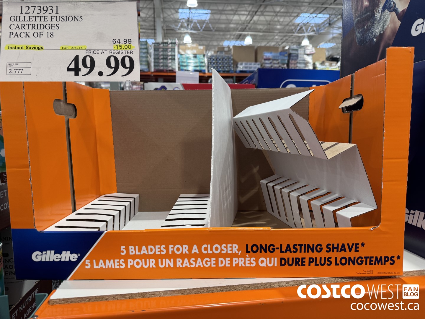 1273931 GILLETTE FUSIONS CARTRIDGES PACK OF 18 ($15.00 INSTANT SAVINGS EXPIRES ON 2023-12-17) $49.99