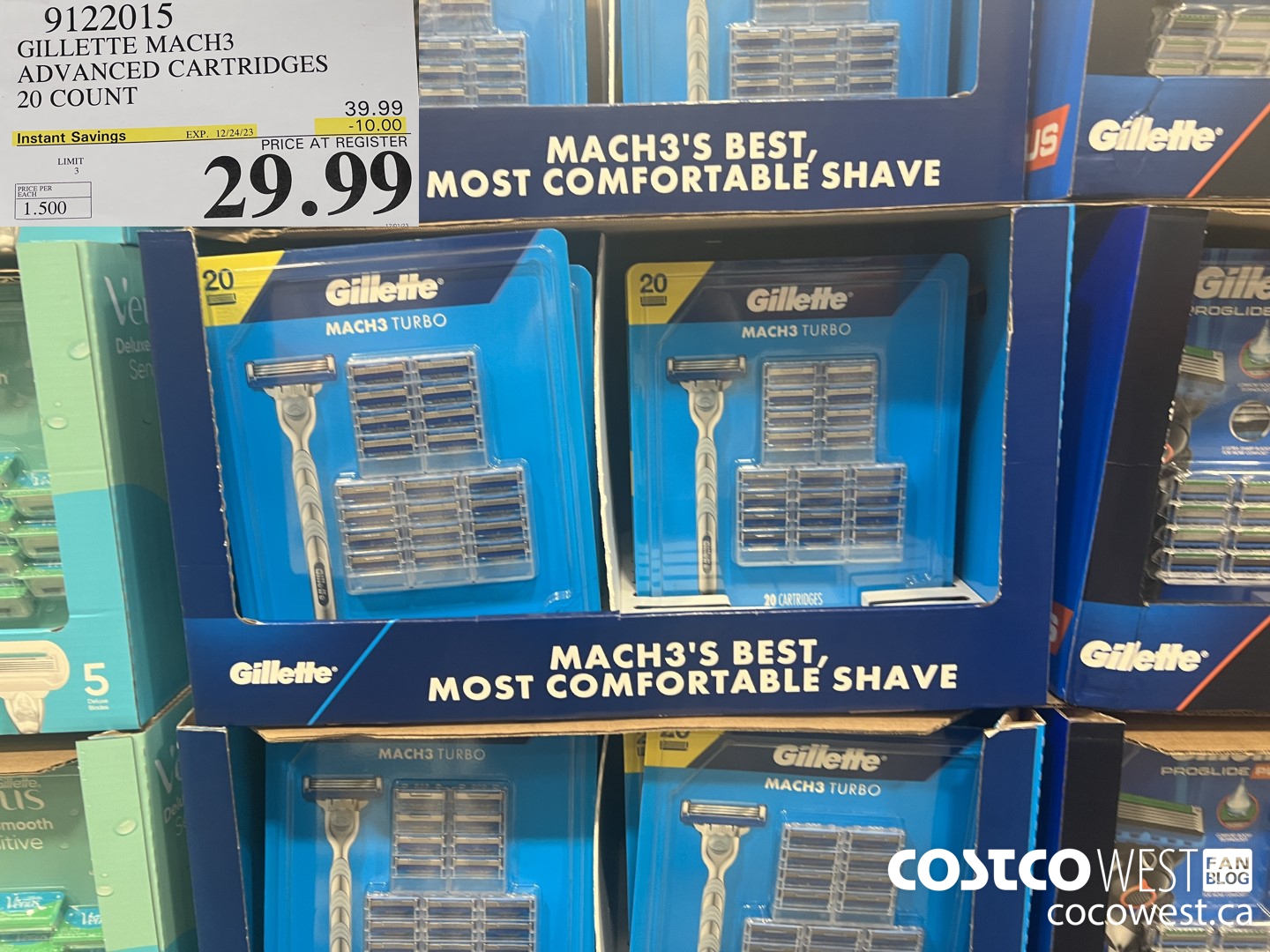 9122015 GILLETTE MACH3 ADVANCED CARTRIDGES 20 COUNT ($10.00 INSTANT SAVINGS EXPIRES ON 2023-12-24) $29.99