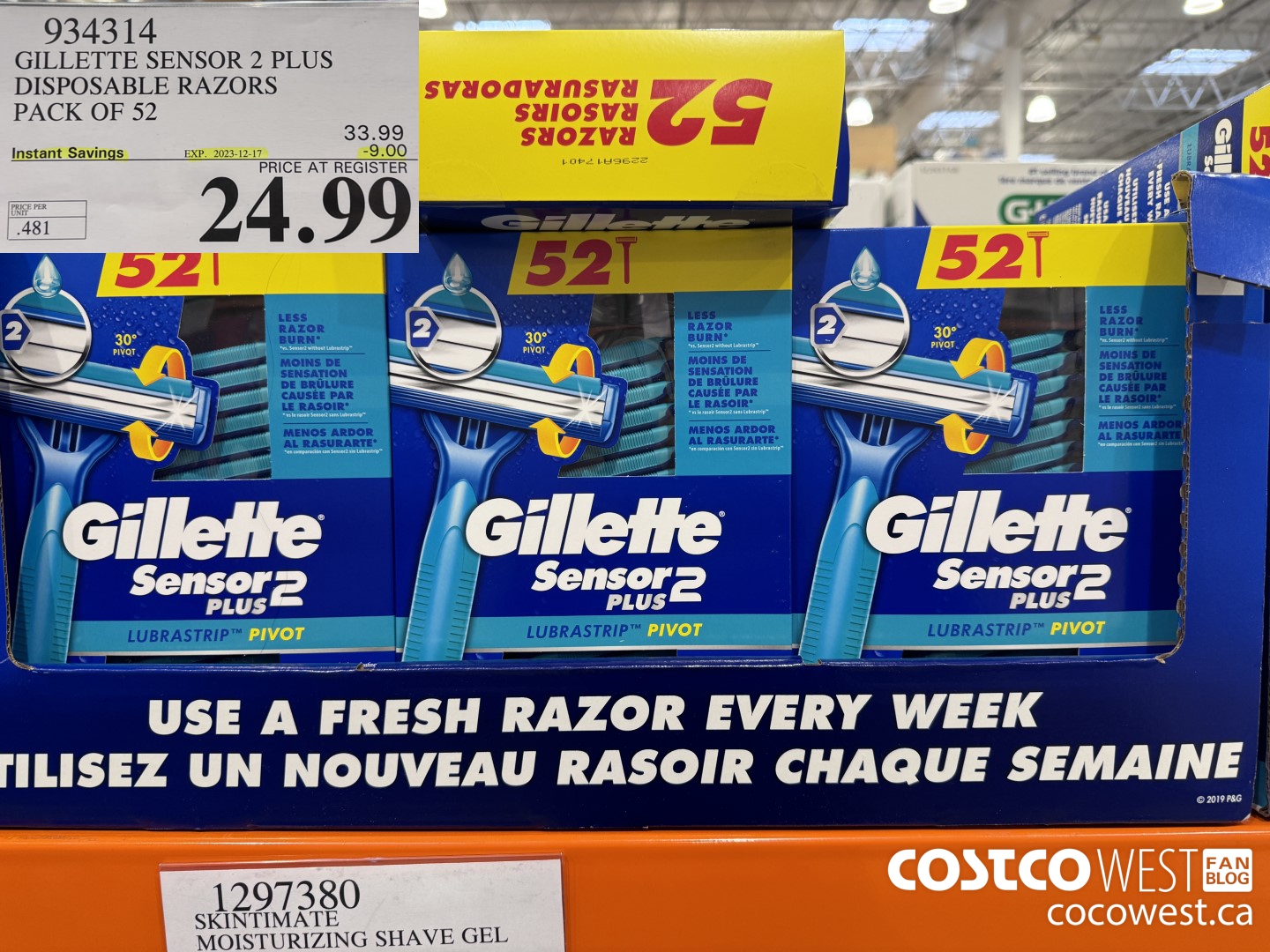 934314 GILLETTE SENSOR 2 PLUS DISPOSABLE RAZORS PACK OF 52 ($9.00 INSTANT SAVINGS EXPIRES ON 2023-12-17) $24.99