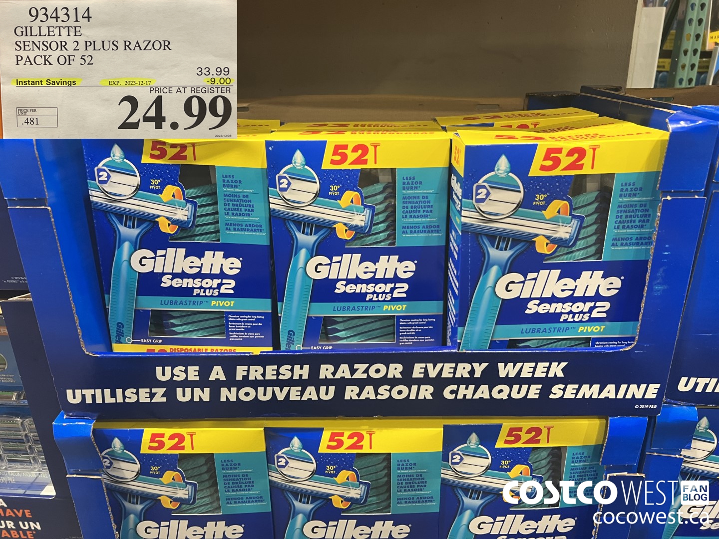 934314 GILLETTE SENSOR 2 PLUS DISPOSABLE RAZORS PACK OF 52 ($9.00 INSTANT SAVINGS EXPIRES ON 2023-12-17) $24.99