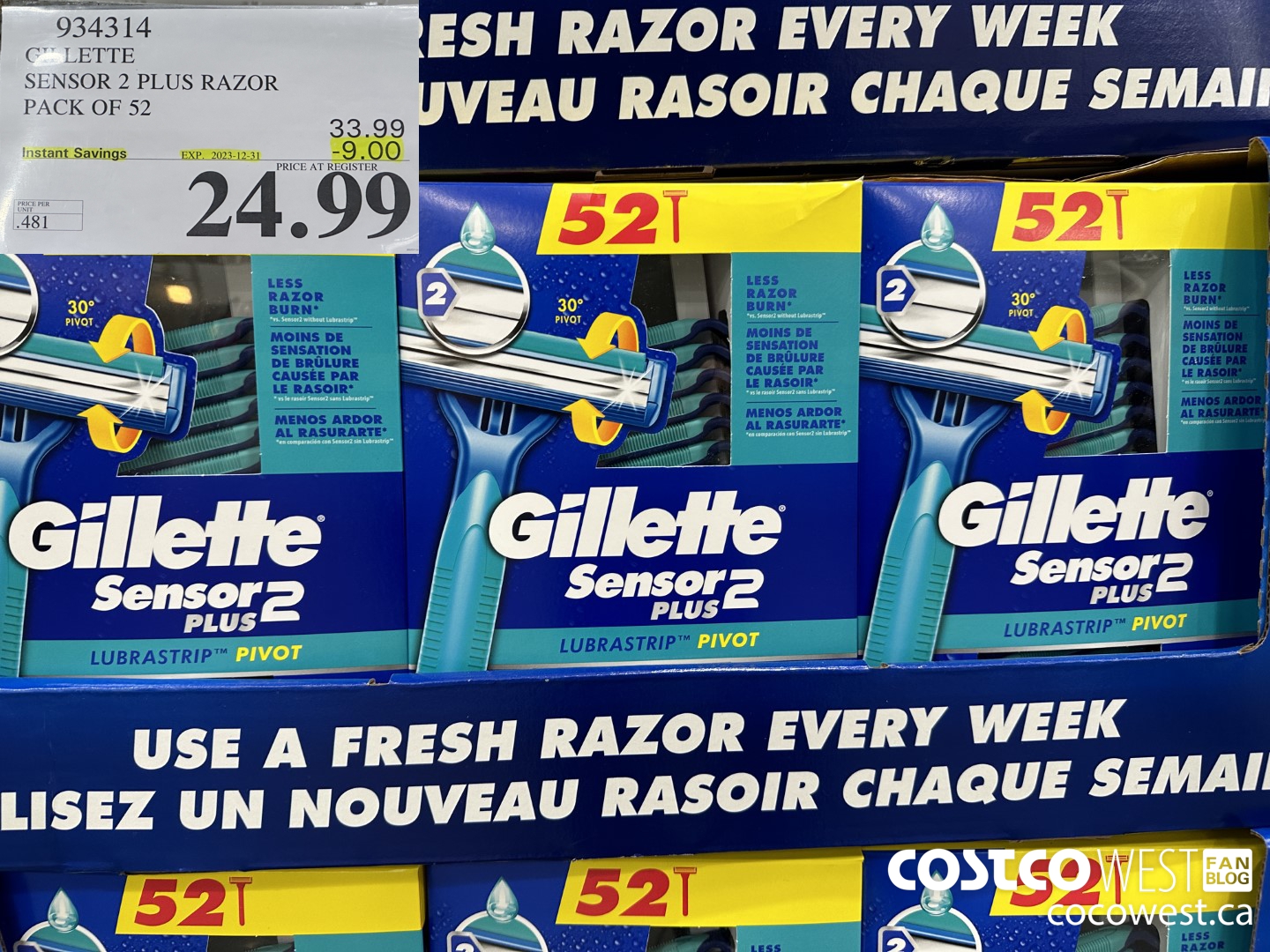 934314 GILLETTE SENSOR 2 PLUS DISPOSABLE RAZORS PACK OF 52 ($9.00 INSTANT SAVINGS EXPIRES ON 2023-12-31) $24.99