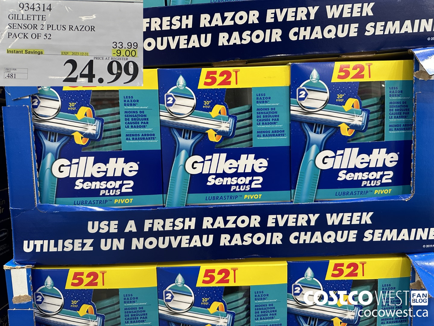 934314 GILLETTE SENSOR 2 PLUS DISPOSABLE RAZORS PACK OF 52 ($9.00 INSTANT SAVINGS EXPIRES ON 2023-12-31) $24.99