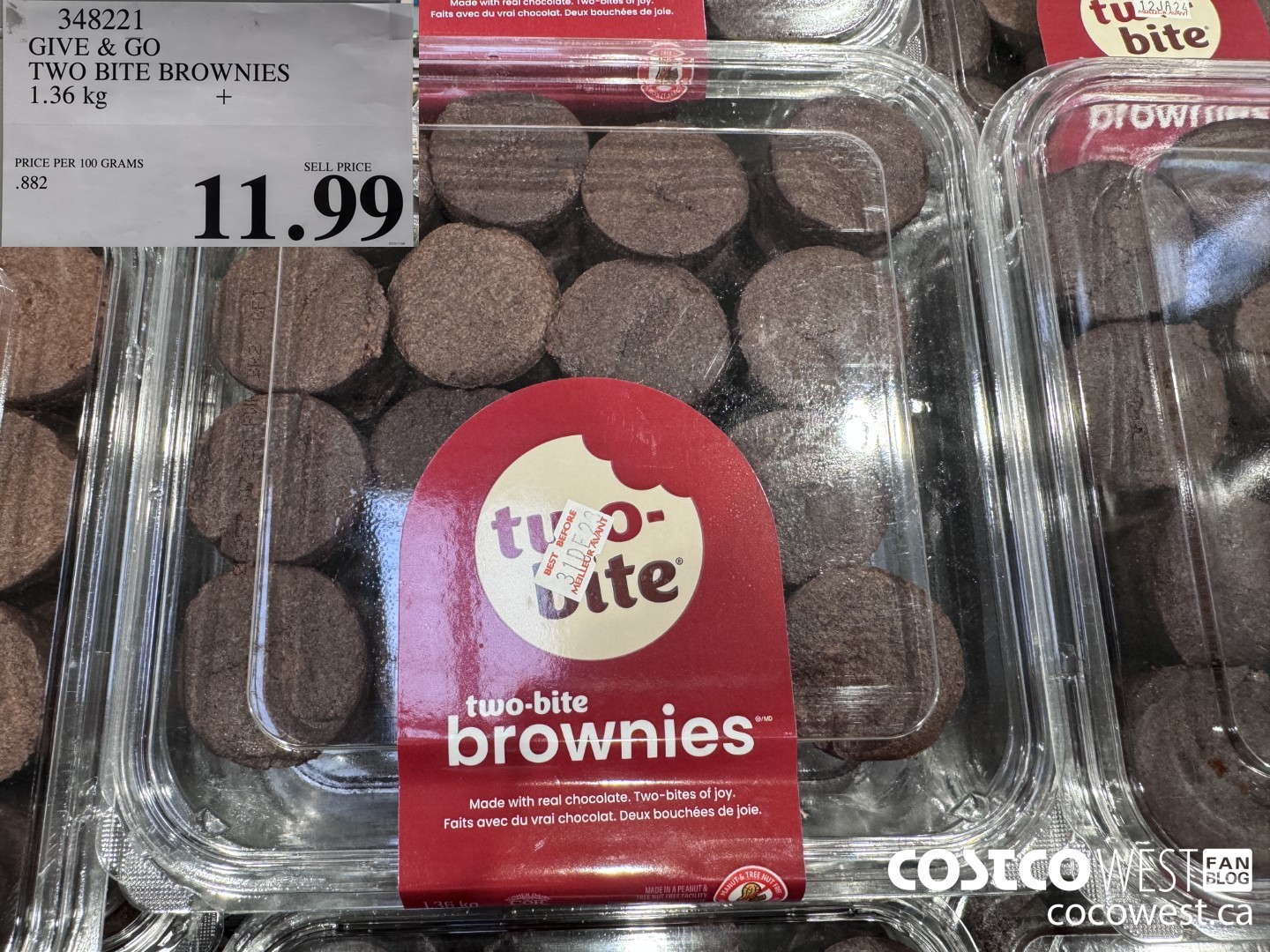 348221 GIVE & GO TWO BITE BROWNIES PACK OF 48 1.36 KG $11.99