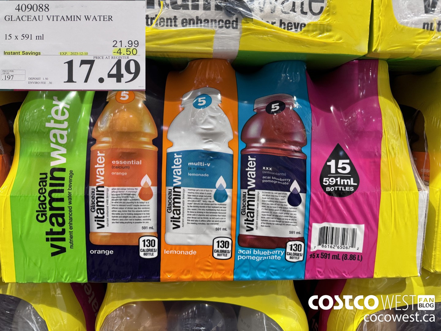 409088 GLACEAU VITAMIN WATER 15 x 591 ml ($4.50 INSTANT SAVINGS EXPIRES ON 2023-12-10) $17.49