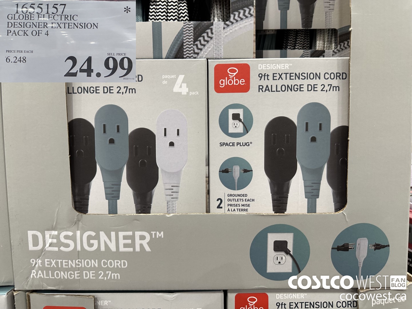 1655157 GLOBE ELECTRIC DESIGNER EXTENSION PACK OF 4 $24.99