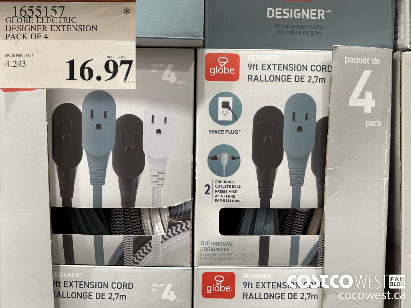 1655157 GLOBE ELECTRIC DESIGNER EXTENSION PACK OF 4 $16.97