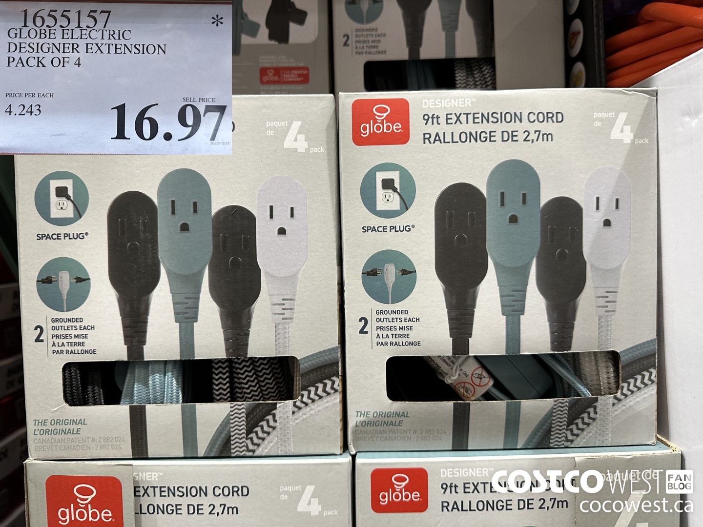 1655157 GLOBE ELECTRIC DESIGNER EXTENSION PACK OF 4 $16.97