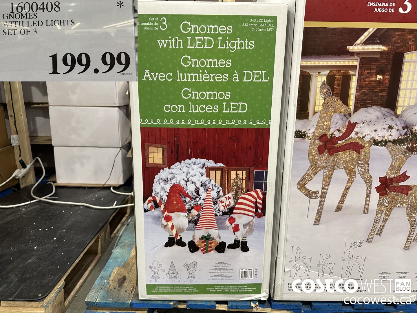 1600408 GNOMES WITH LED LIGHTS SET OF 3 $199.99