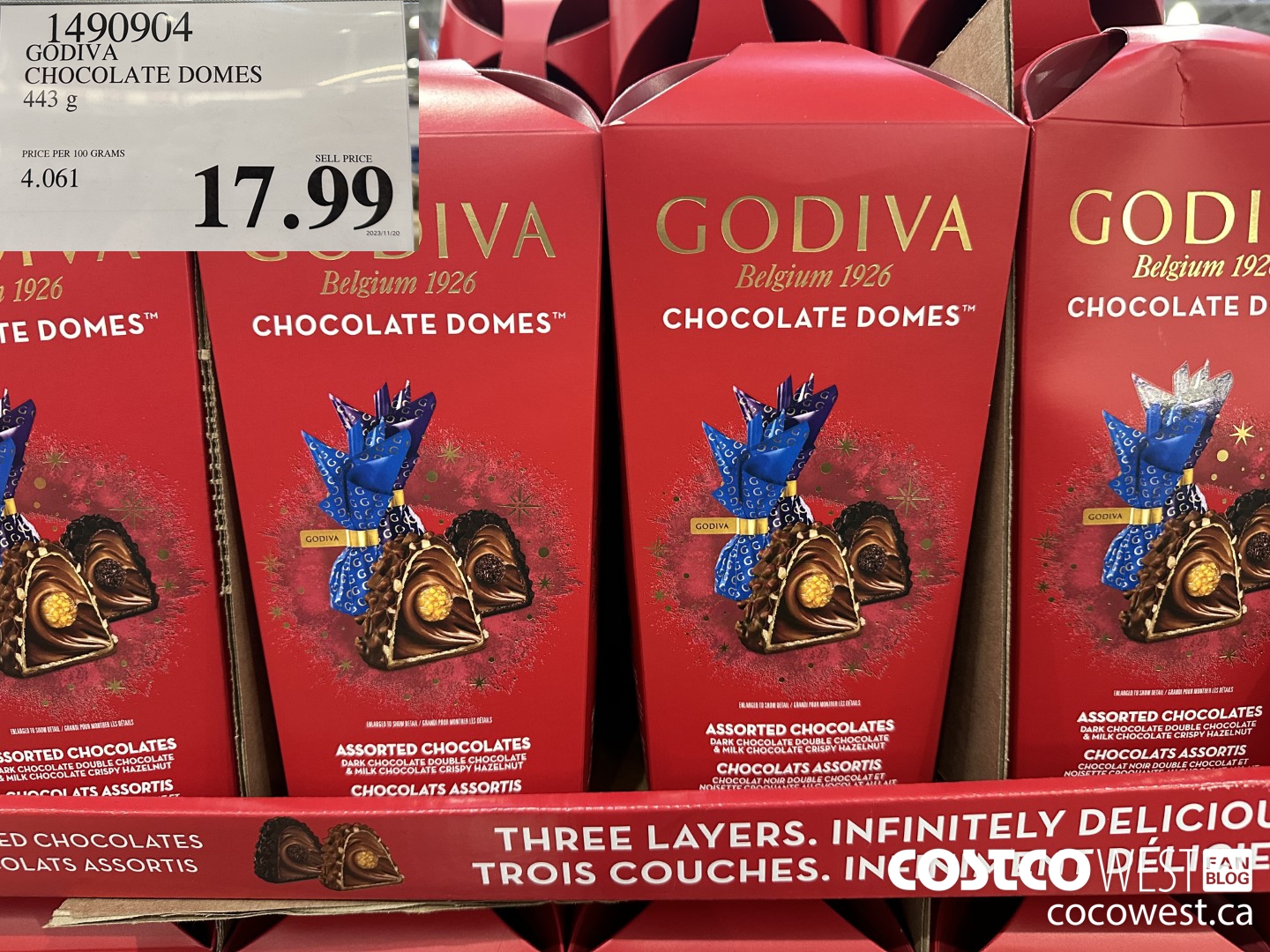 1490904 GODIVA CHOCOLATE DOMES 443 G $17.99