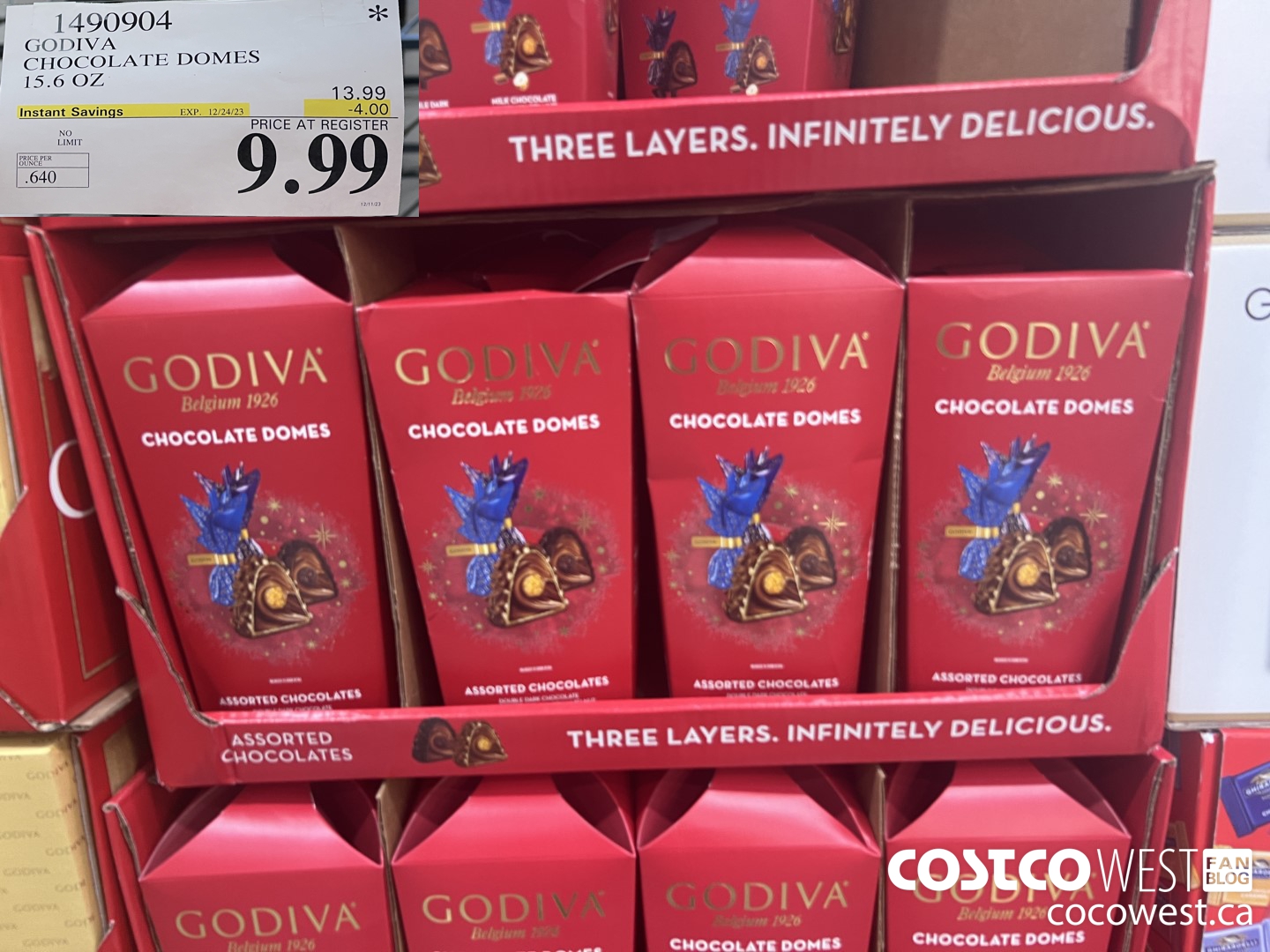 1490904 GODIVA CHOCOLATE DOMES 443 G ($4.00 INSTANT SAVINGS EXPIRES ON 2023-12-24) $9.99