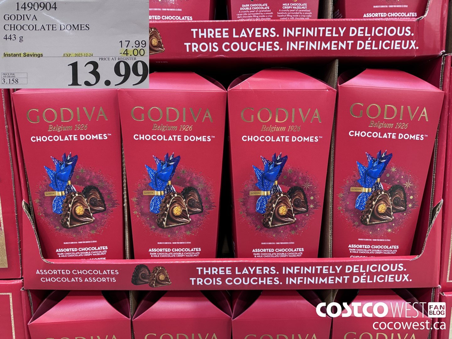 1490904 GODIVA CHOCOLATE DOMES 443 G ($4.00 INSTANT SAVINGS EXPIRES ON 2023-12-24) $13.99