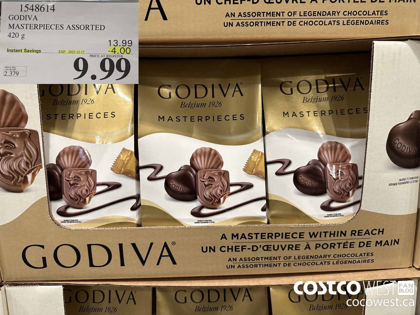 1548614 GODIVA MASTERPIECES ASSORTED 420 g ($4.00 INSTANT SAVINGS EXPIRES ON 2023-12-17) $9.99