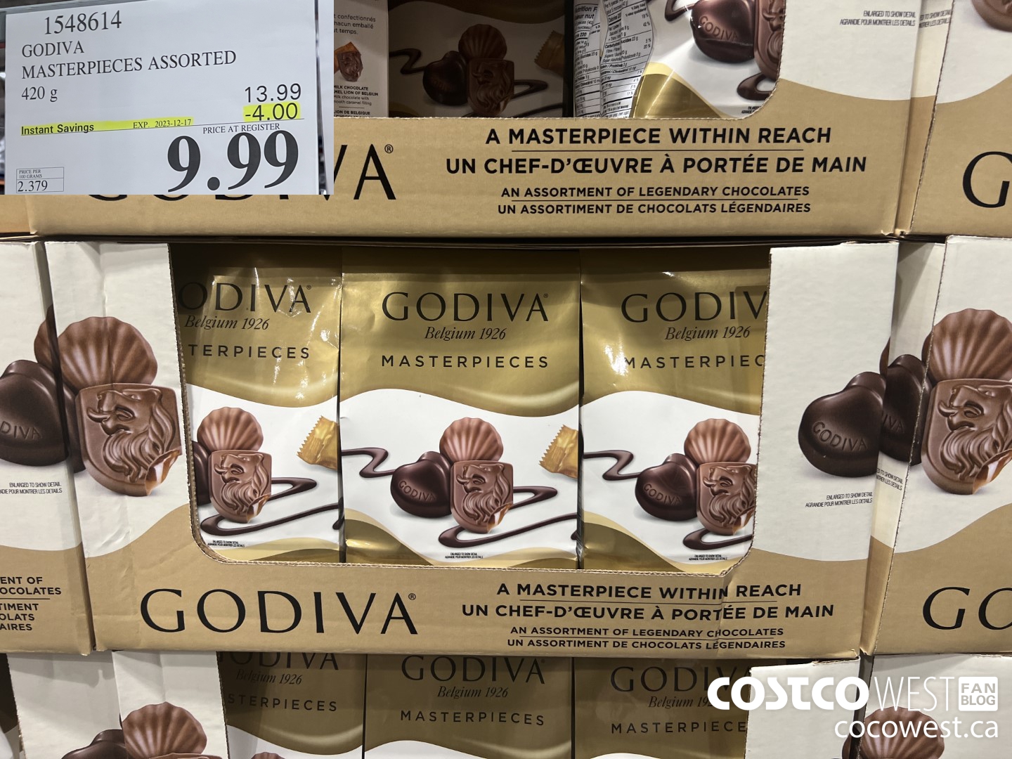 1548614 GODIVA MASTERPIECES ASSORTED 420 g ($4.00 INSTANT SAVINGS EXPIRES ON 2023-12-17) $9.99
