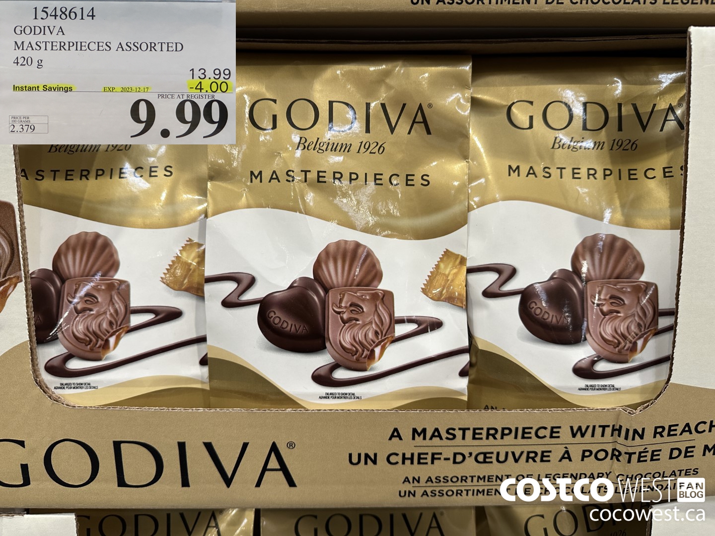 1548614 GODIVA MASTERPIECES ASSORTED 420 g ($4.00 INSTANT SAVINGS EXPIRES ON 2023-12-17) $9.99