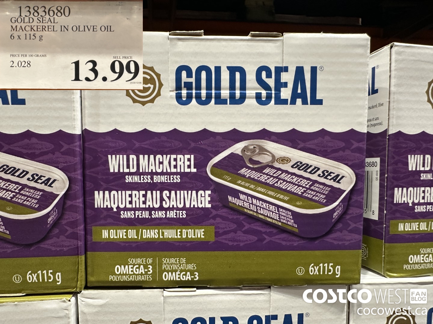 1383680 GOLD SEAL MACKEREL IN OLIVE OIL 6 X 115G $13.99