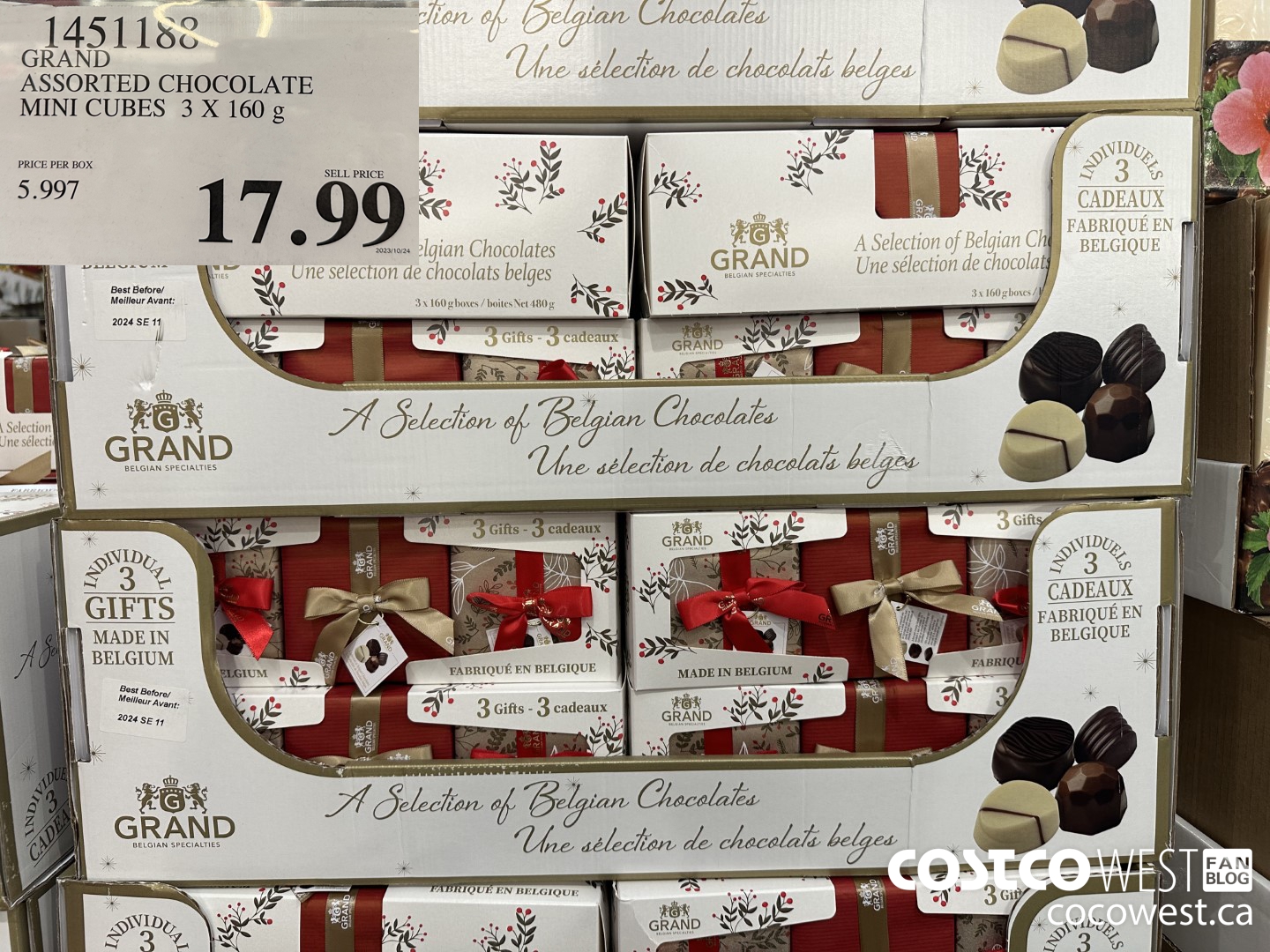 1451188 GRAND ASSORTED CHOCOLATE MINI CUBES 3 X 160 g $17.99