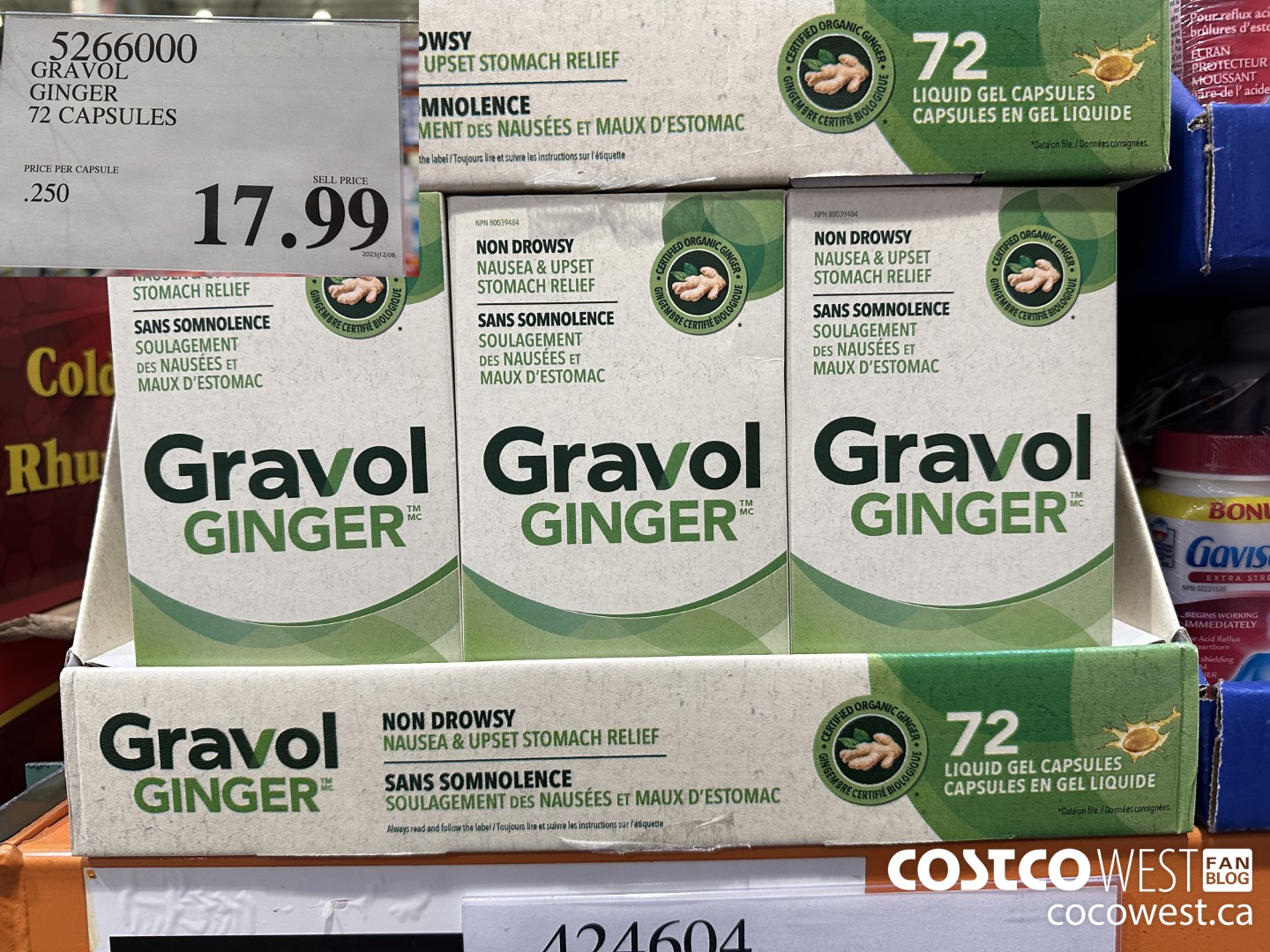 5266000 GRAVOL GINGER 72 CAPSULES $17.99