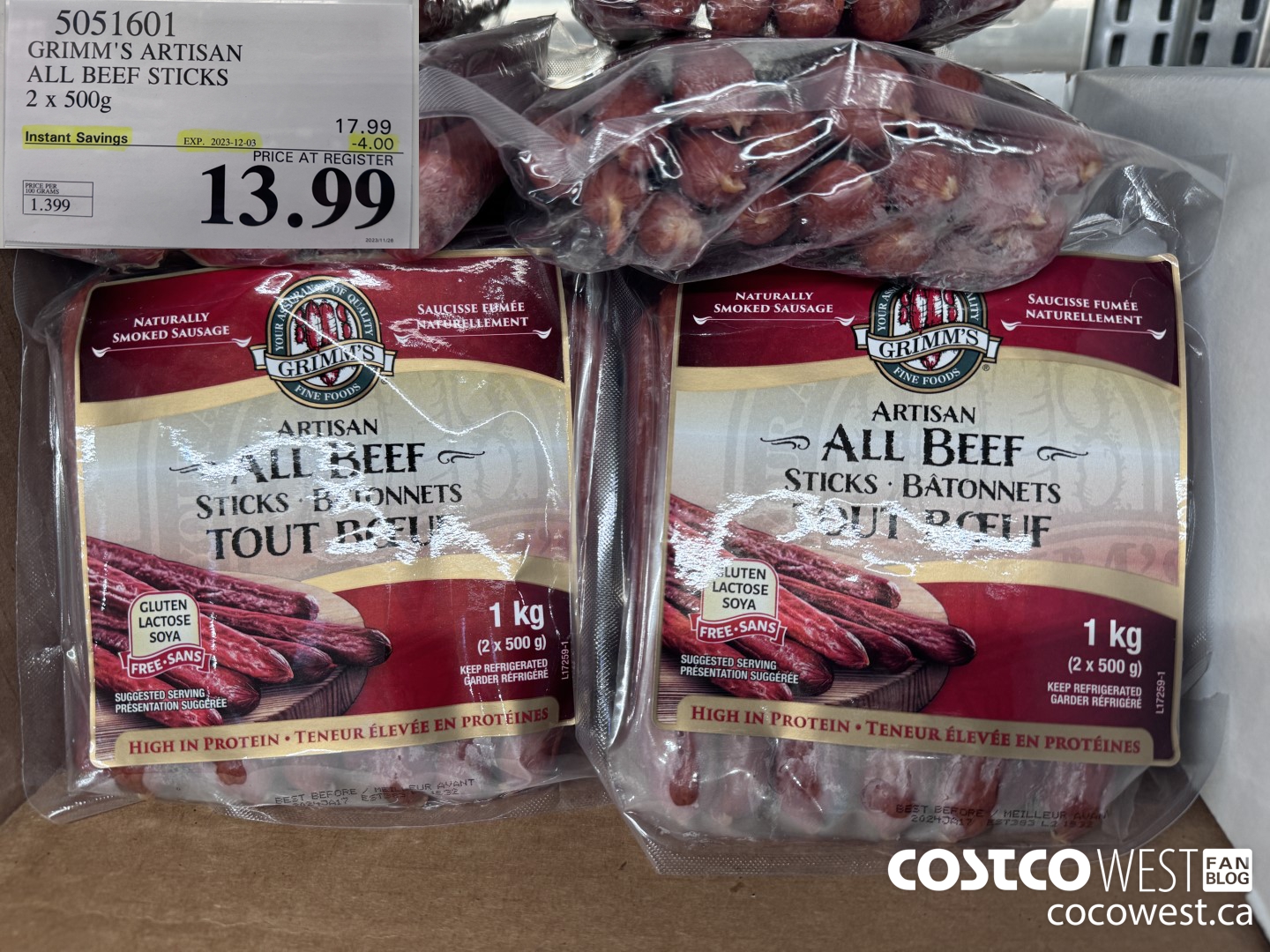 5051601 GRIMM'S ARTISAN ALL BEEF STICKS 2 x 500g ($4.00 INSTANT SAVINGS EXPIRES ON 2023-12-03) $13.99