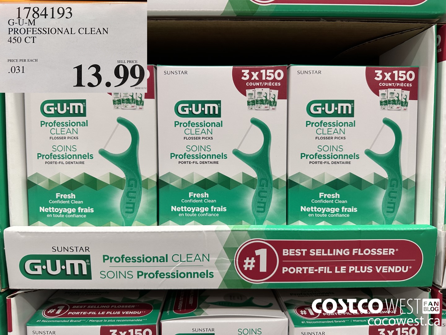 1784193 G-U-M PROFESSIONAL CLEAN 450 CT $13.99