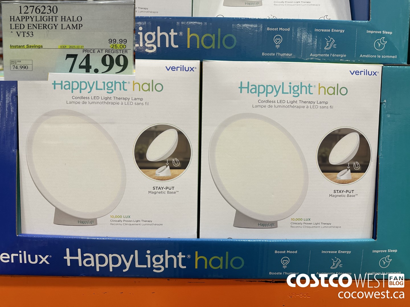 1276230 HAPPYLIGHT HALO LED ENERGY LAMP VT53 ($25.00 INSTANT SAVINGS EXPIRES ON 2023-12-17) $74.99