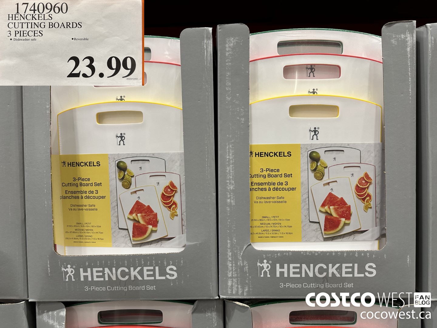 1740960 HENCKELS CUTTING BOARDS 3 PIECES $23.99