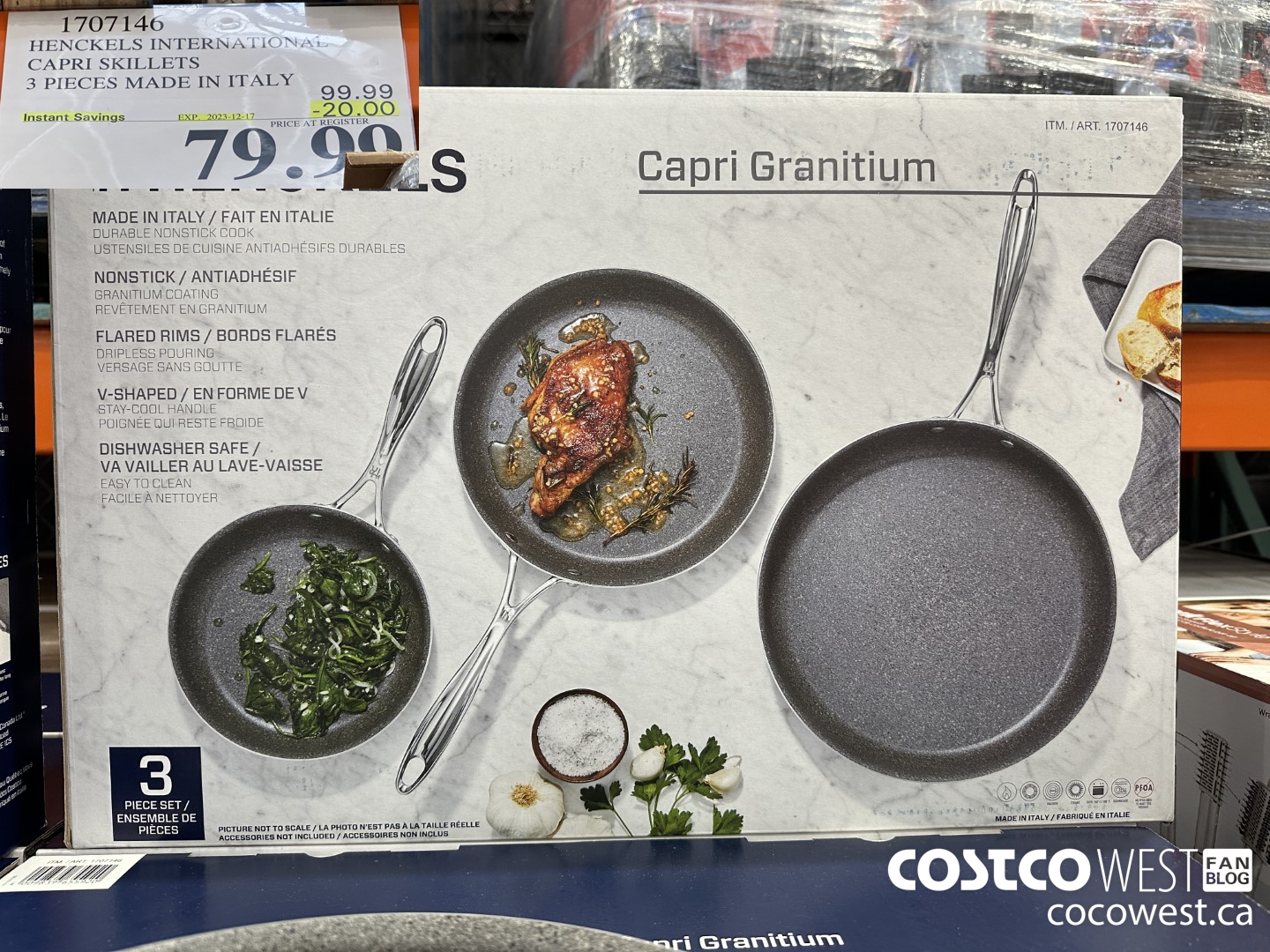 1707146 HENCKELS INTERNATIONAL CAPRI SKILLETS 3 PIECES MADE IN ITALY ($20.00 INSTANT SAVINGS EXPIRES ON 2023-12-17) $79.99