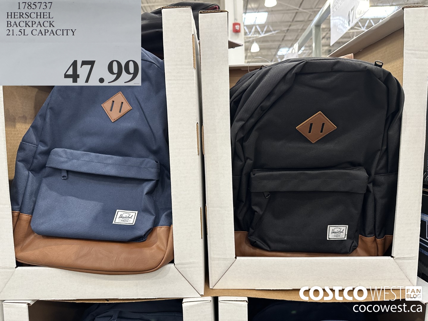 1785737 HERSCHEL BACKPACK 21.5L CAPACITY  $47.99