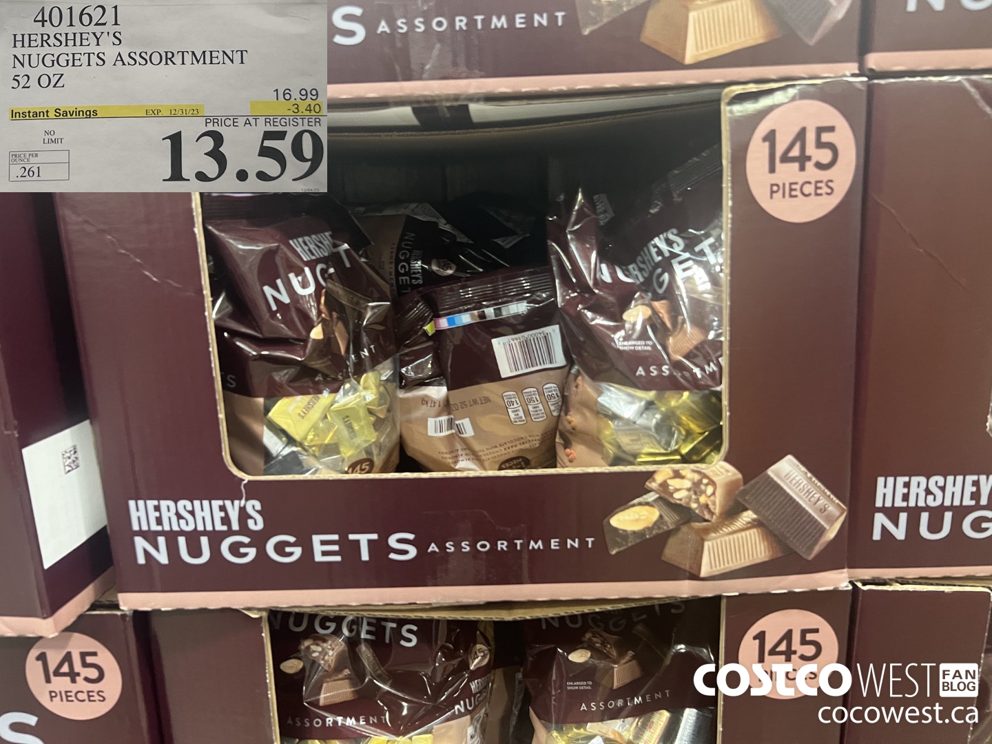 401621 HERSHEY'S NUGGET ASSORTMENT 52 OZ ($3.40 INSTANT SAVINGS EXPIRES ON 2023-12-31) $13.59